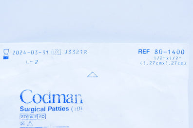 Codman 80-1400 Surgical Patties 1/2 inch  x 1/2 inch (x) - Pack of 10